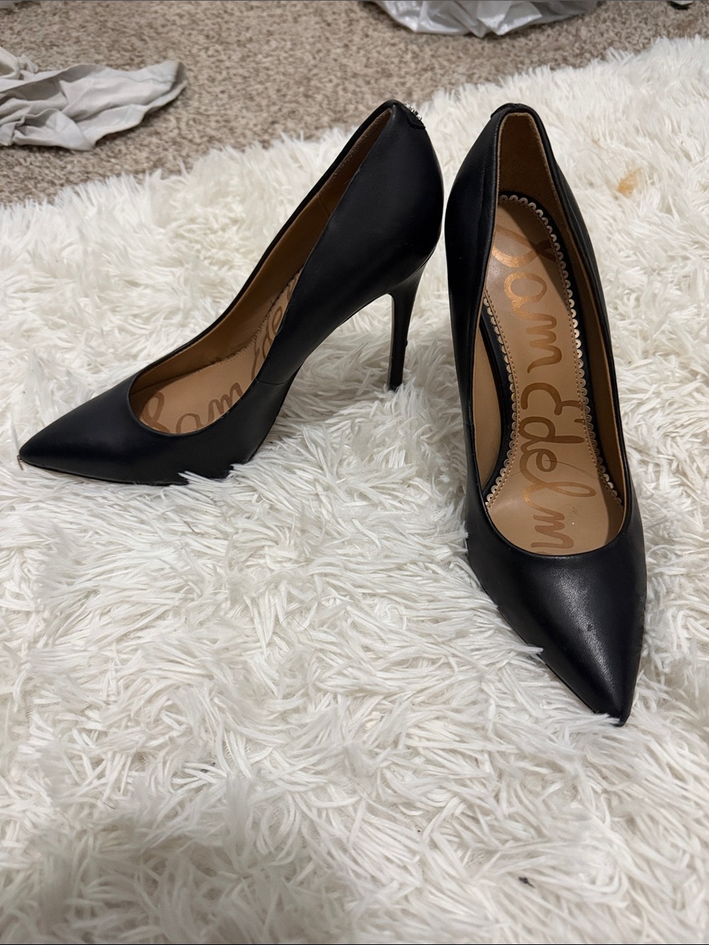 Sam Edelman Black Leather Pointed Toe Stiletto Heels
